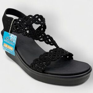 Skechers Rumble On Sassier Dayz Wedge Sandals Black Women’s Size 11 – New